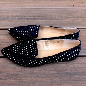 Time and Tru Silver Studded Black Pointy Toe Shoes